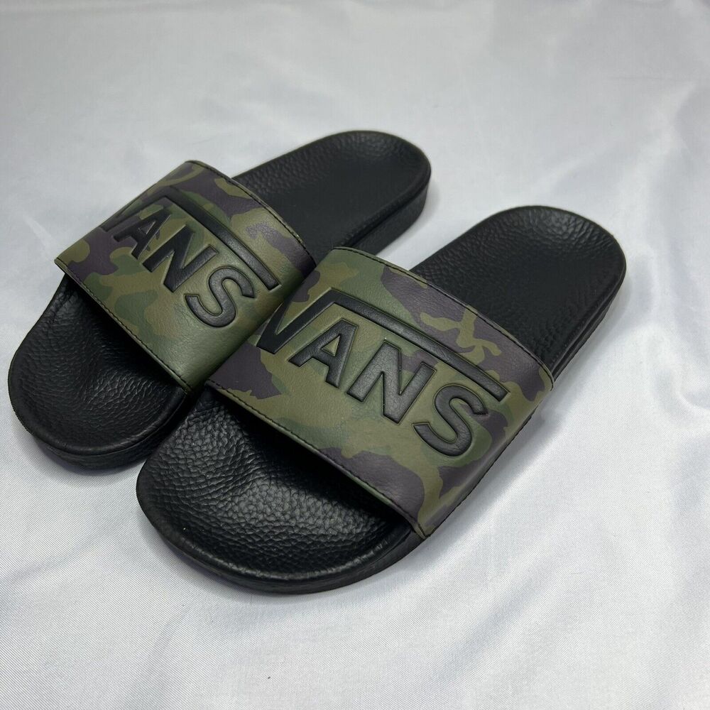 Vans Men's Camo Slides Slip-On Sandals Black Green Brown Size 7 - Picture 4 of 9